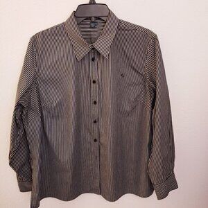 Lauren Ralph Lauren 100% Cotton Pinkstripe Button Up Shirt Knot Buttons 1X GUC